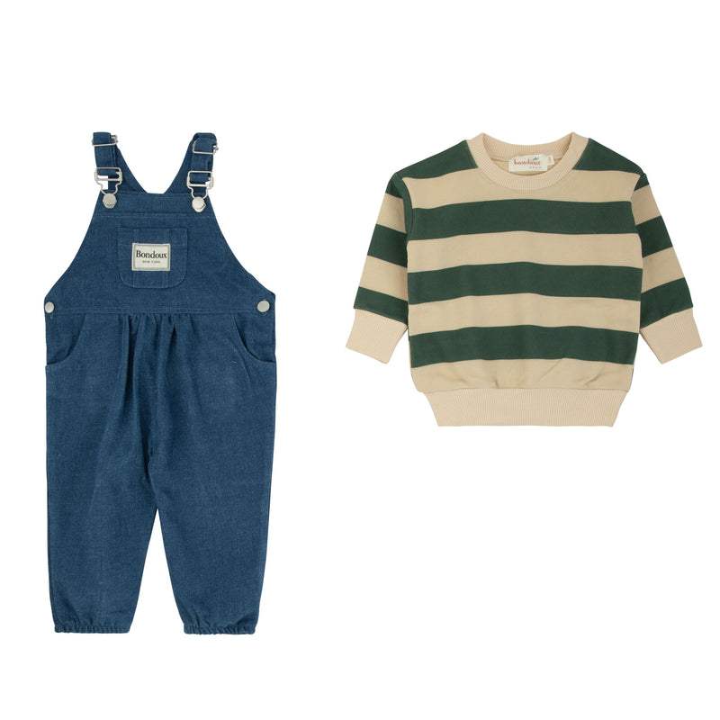 Striped Top & Romper - Green