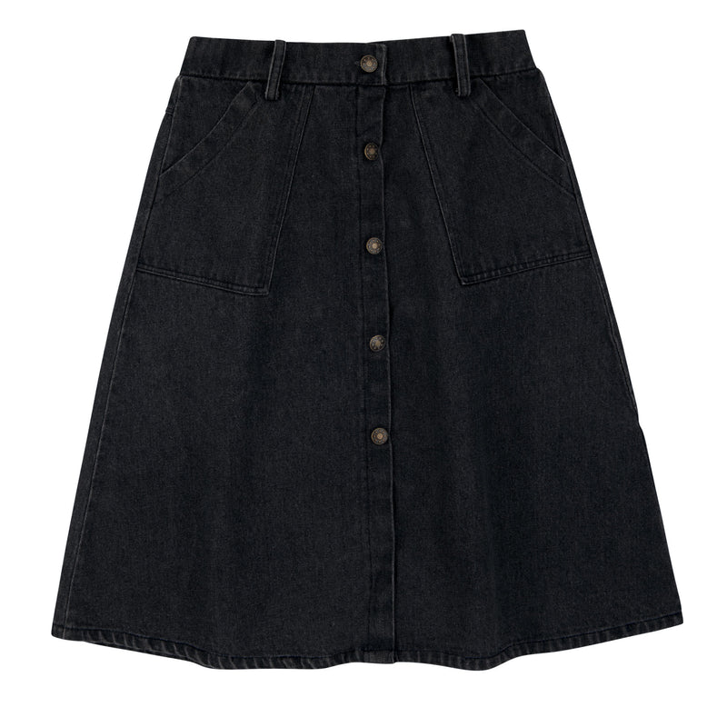A lined skirt - Black Denim