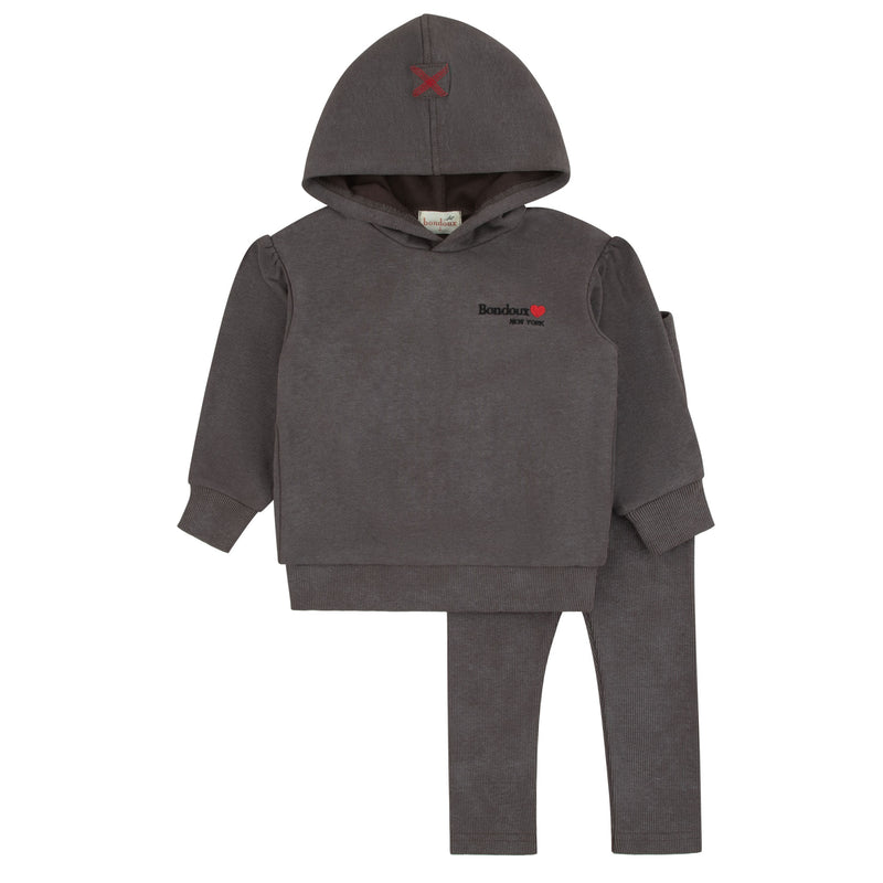 Acid Wash Girls Set - Smokey Brown