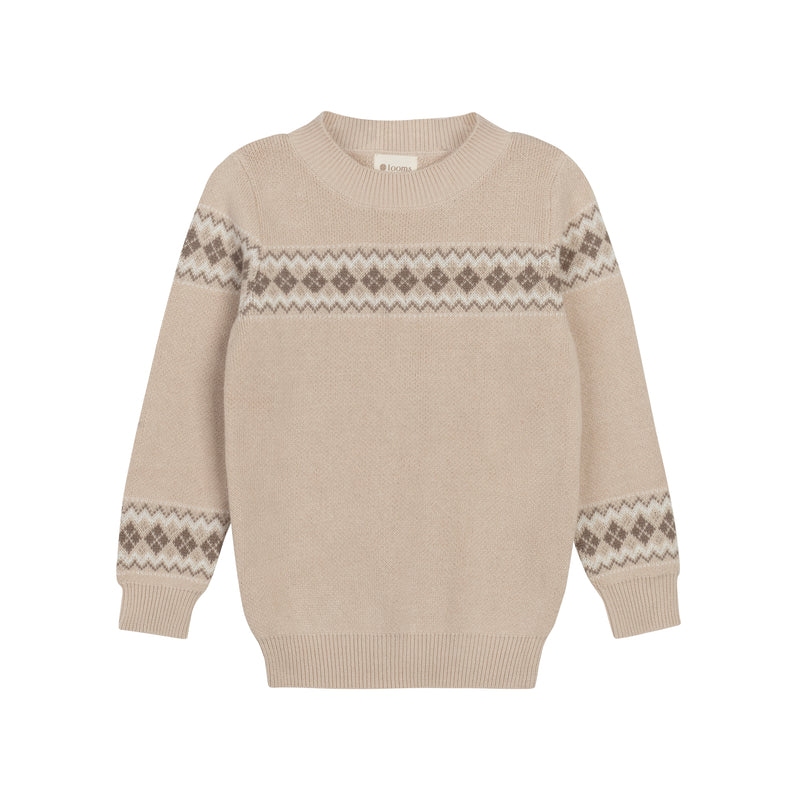 Fair Isle Boys Knit Sweater - Taupe