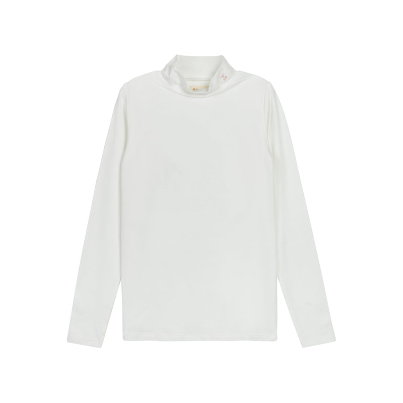 Fair Isle Embroidered Mockneck - Ivory Mauve