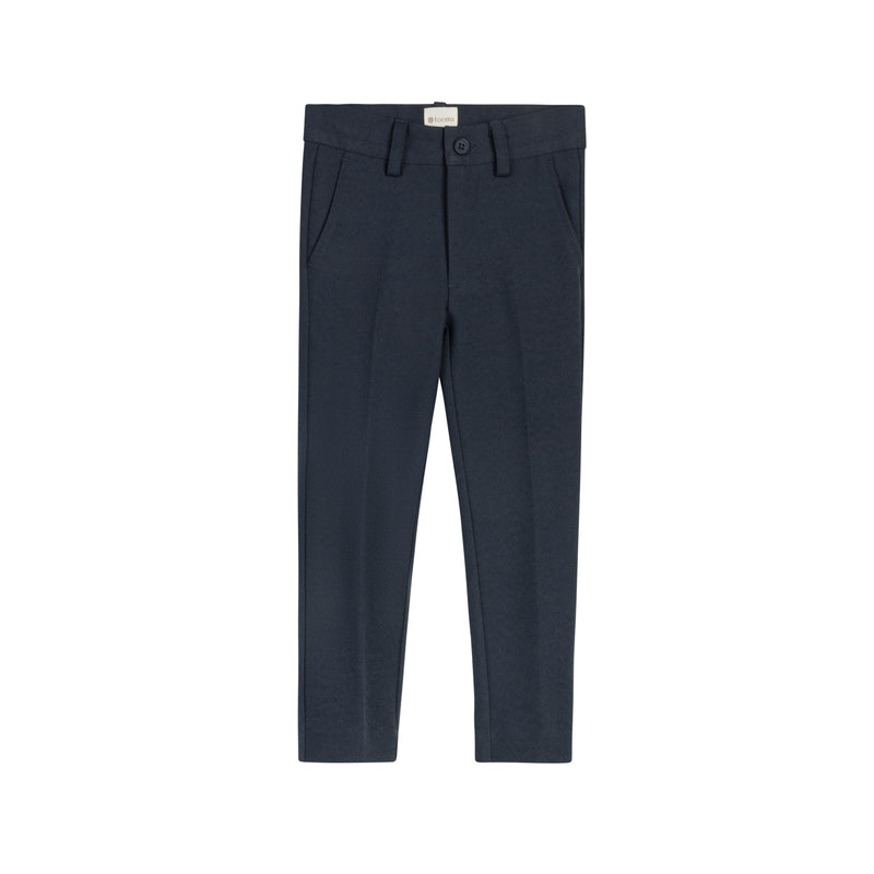 Embroidered Trim Boys Woven Pants - Navy