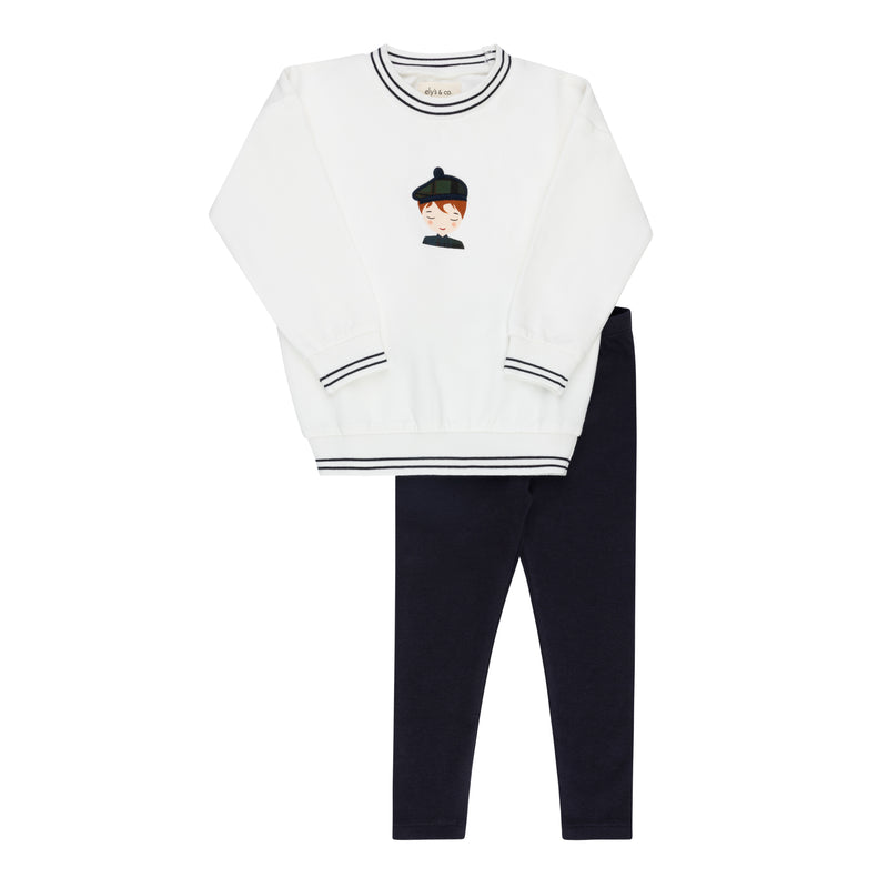 French Terry Scottish 2 Piece Set - Ivory Boy