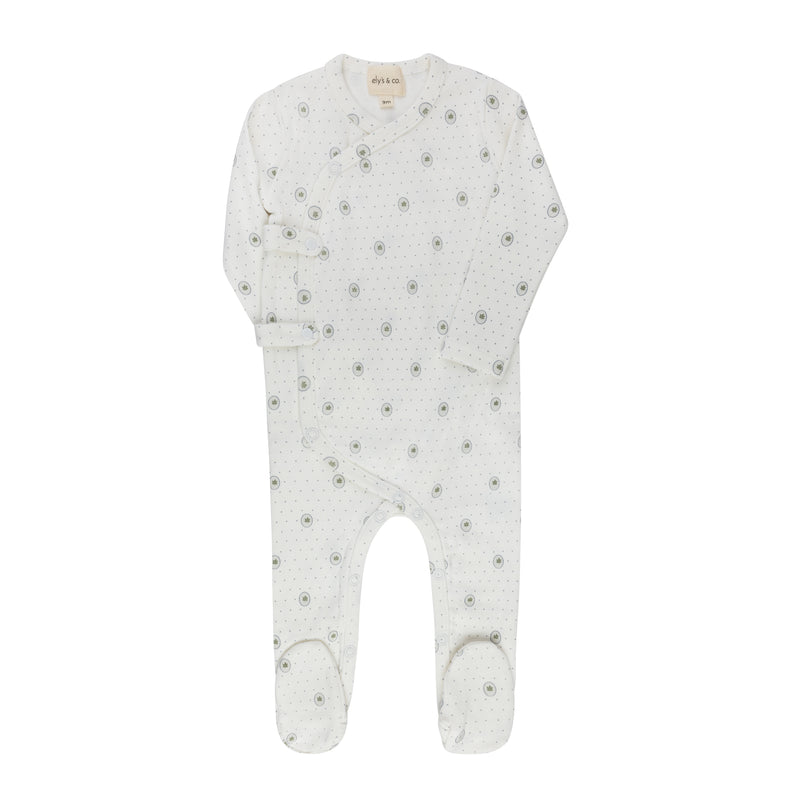 Floral Dot Footie - Ivory Boy