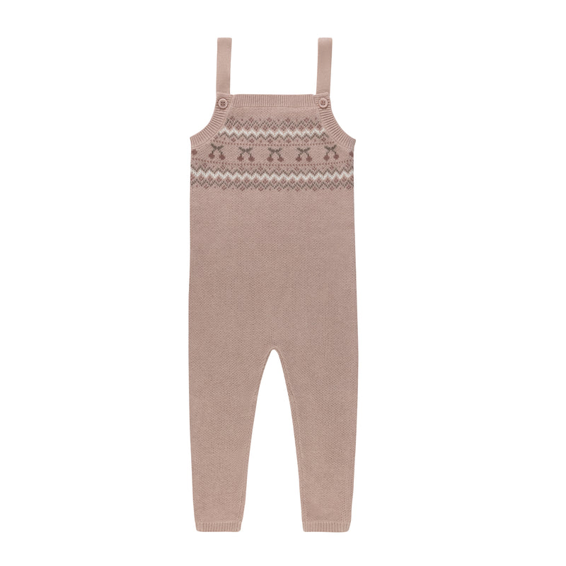 Fair Isle Knit Overalls - Mauve