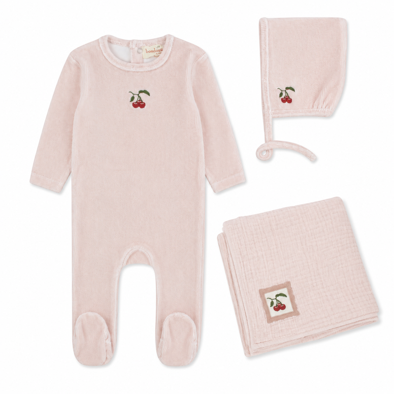 Pre-Order Cotton & Muslin Striped Embroidered Layette Set - Lilac