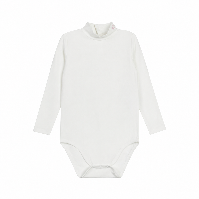 Fair Isle Embroidered Mockneck Bodysuit - Ivory Mauve