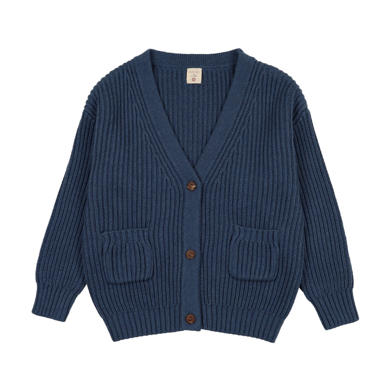 Grandpa Cardigan - Vintage Blue Heath