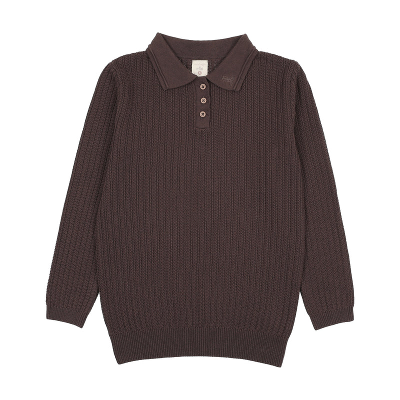 Pre-Order Boys Knit Polo - Chocolate Brown