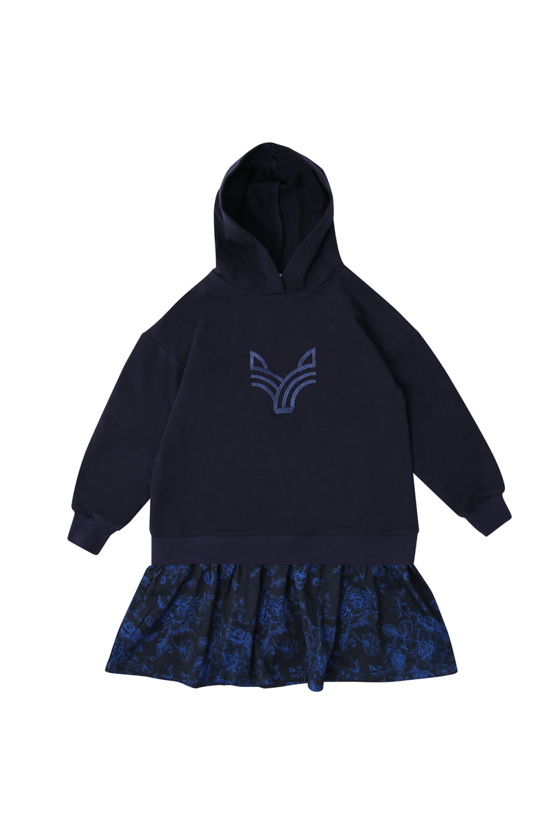 Navy Embroidered Logo Dress