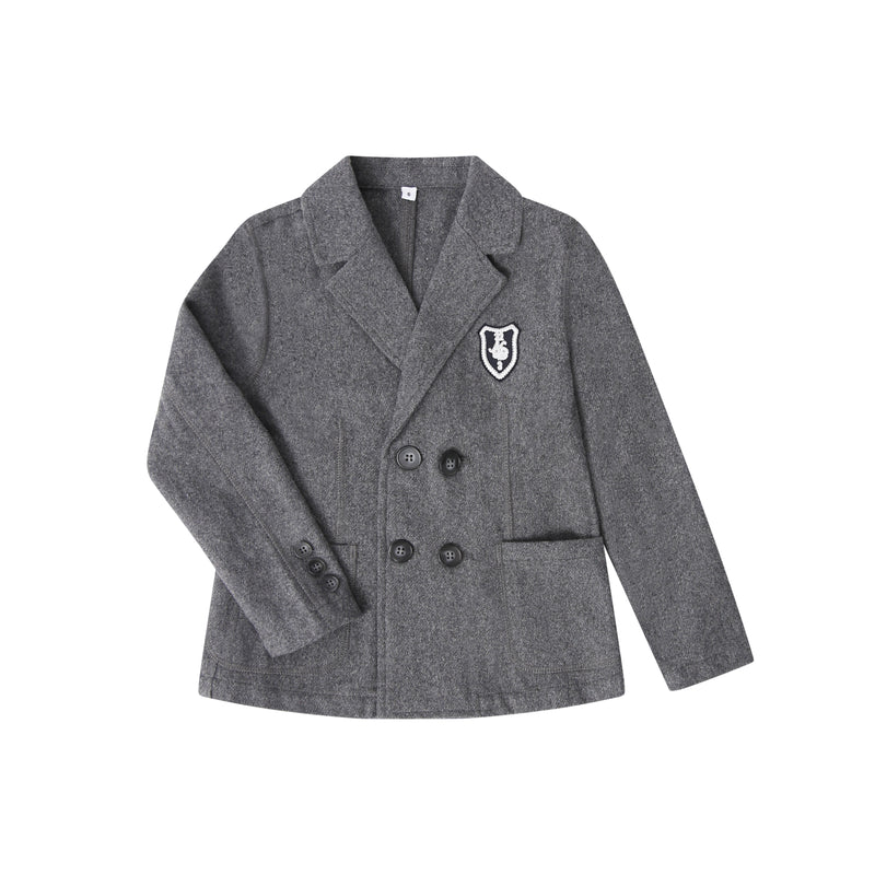 Grey Wool Emblem Blazer