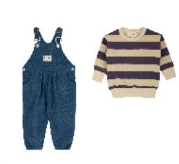Striped Top & Romper - Purple
