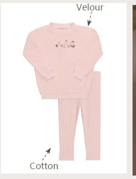Velour Embroidered ABC Set - Pink