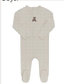 Gingham Teddy Footie - Blue