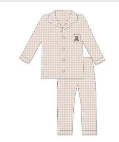 Gingham Teddy Pajamas - Pink