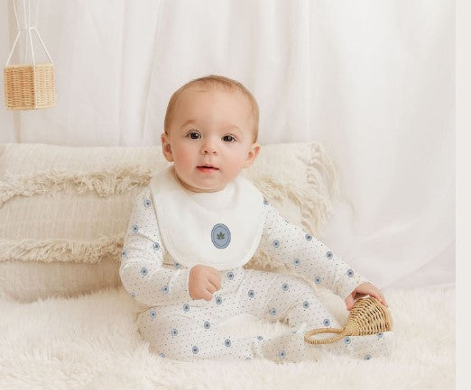 Floral Dot Footie - Ivory Boy