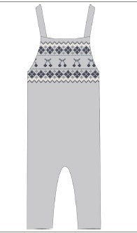Fair Isle Knit Overalls - Grey Blue