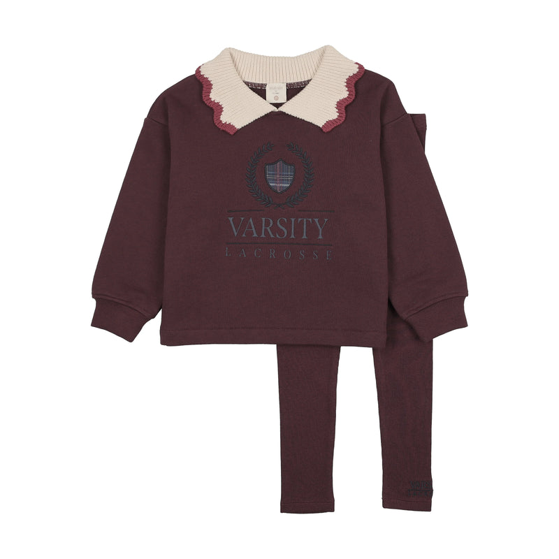 Pre-Order Fan Club Girls Sweatshirt Set - Plum/Cream