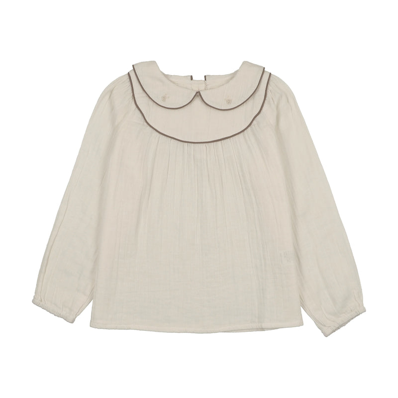 Girls Embroidered Shirt - Cream/Oat