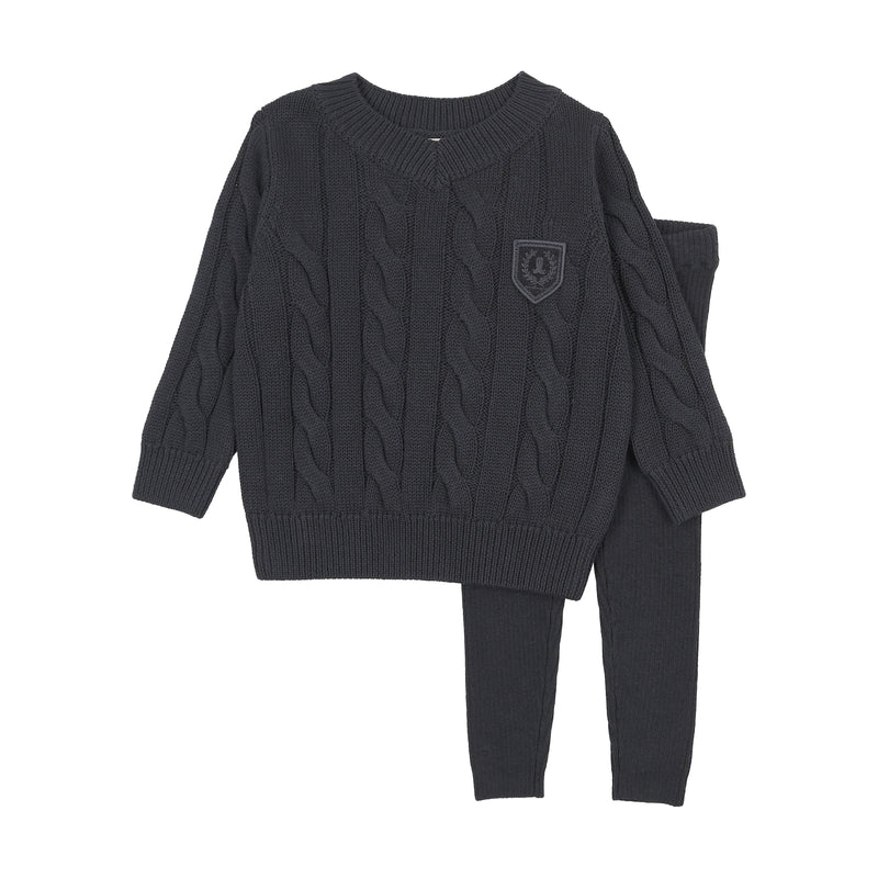 Pre-Order Chunky Cable Knit Toddler Set - Navy