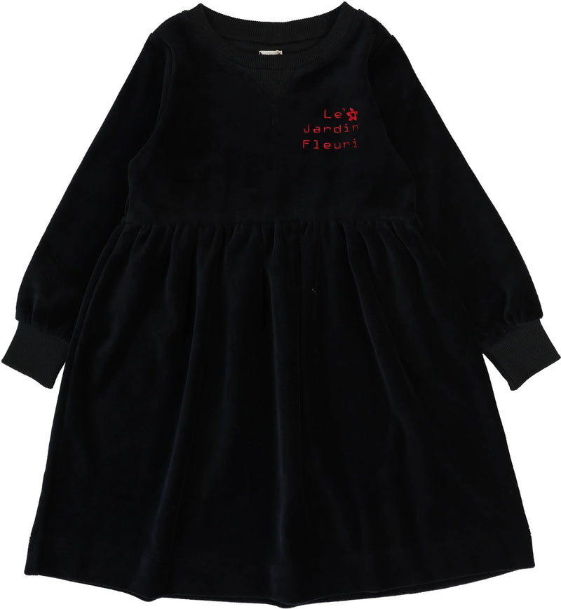Velour Dress-Black - 3T