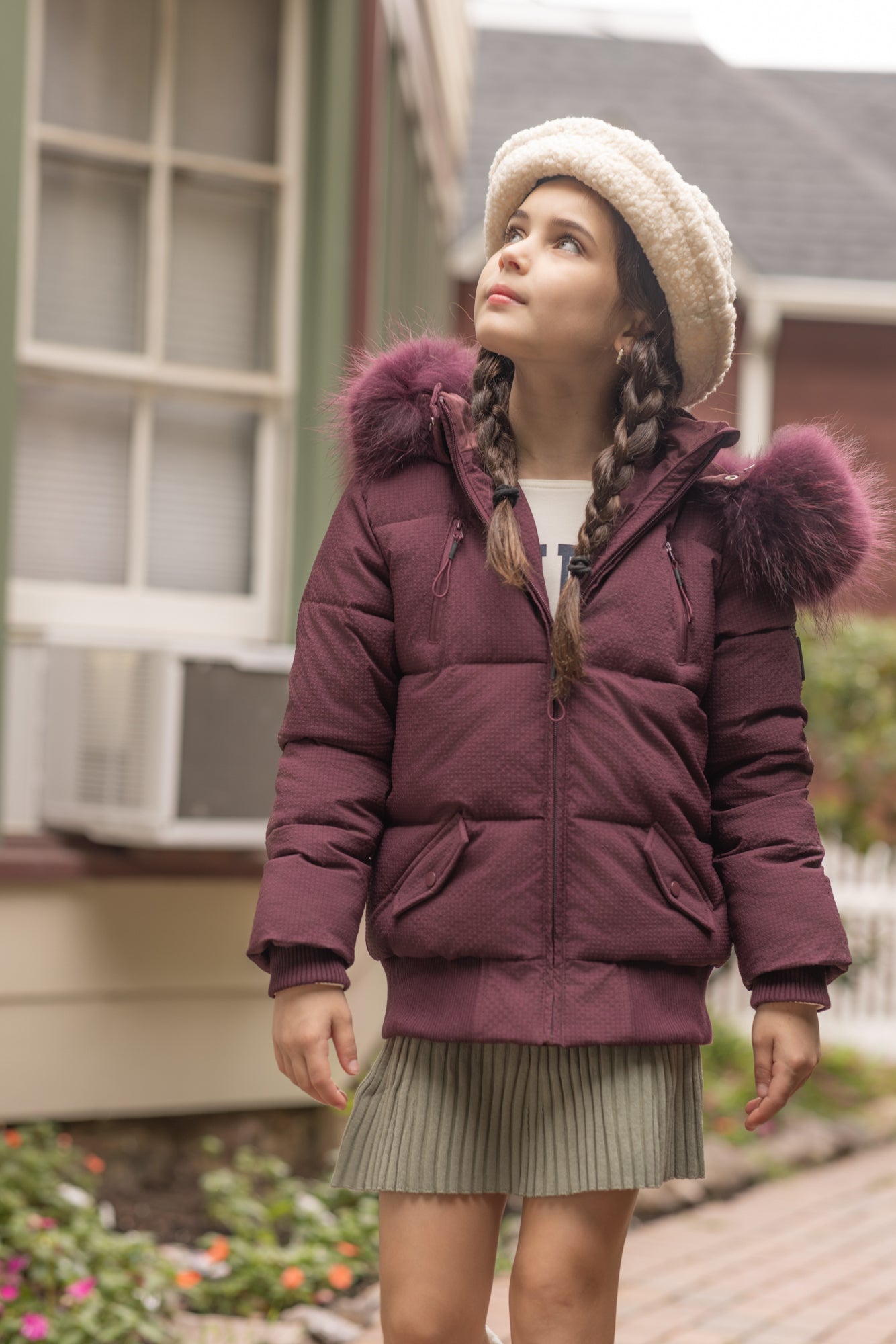 Textured Coat Jacket - Wine