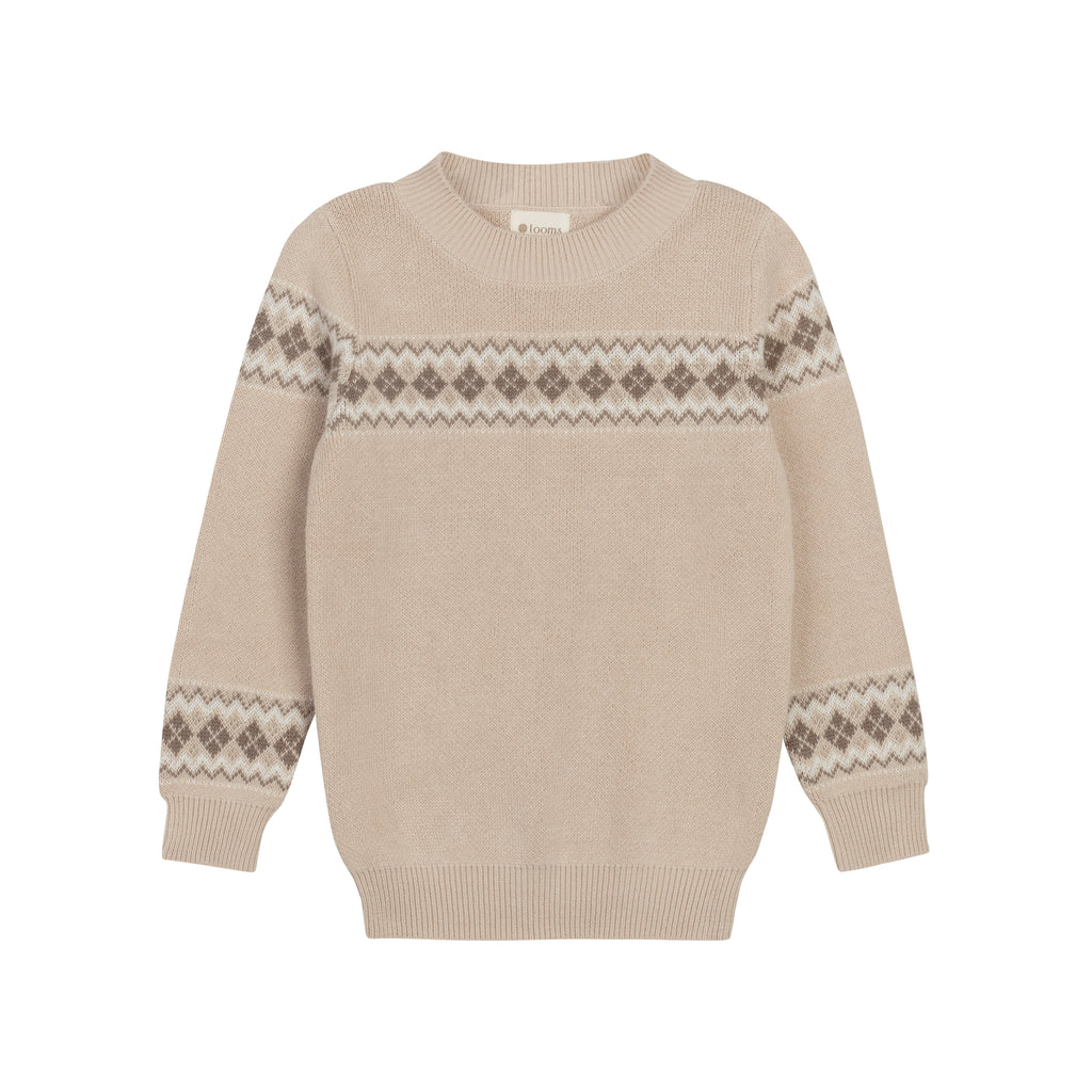 Fair Isle Boys Knit Sweater - Taupe