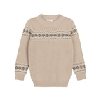 Fair Isle Boys Knit Sweater - Taupe