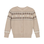 Fair Isle Kids Knit Cardigan - Taupe