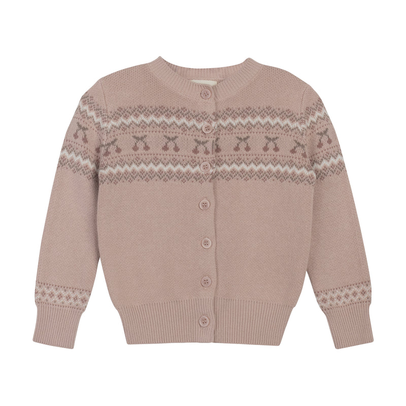 Fair Isle Kids Cardigan - Mauve