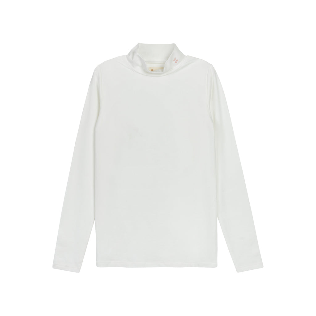 Fair Isle Embroidered Mockneck - Ivory Mauve