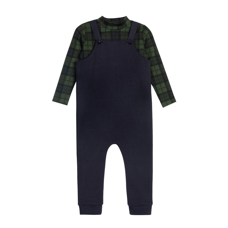 French Terry Scottish Mockneck Bodysuit & Overall - Blue