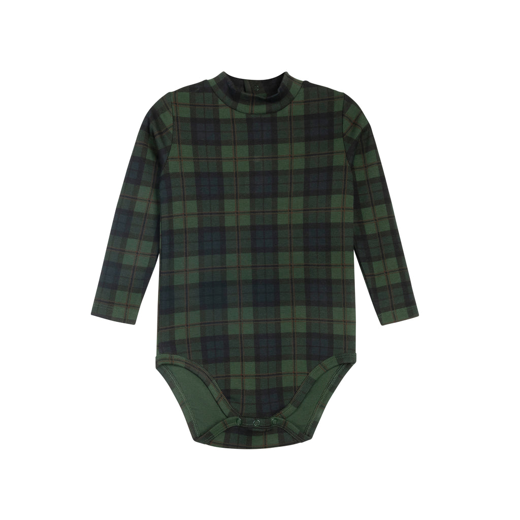 French Terry Scottish Mockneck Bodysuit & Overall - Blue