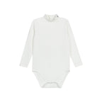 Fair Isle Embroidered Mockneck Bodysuit - Ivory Blue