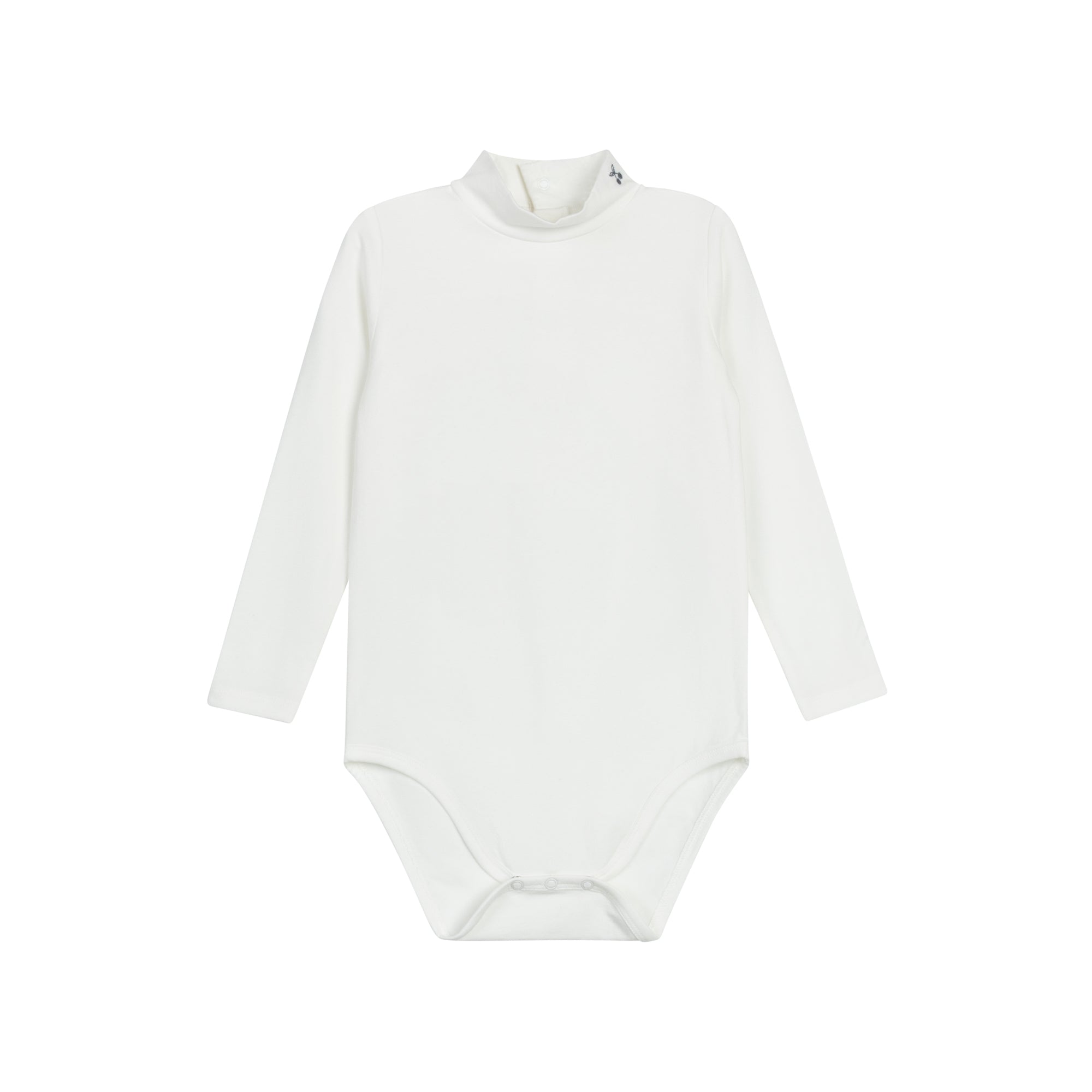 Fair Isle Embroidered Mockneck Bodysuit - Ivory Blue
