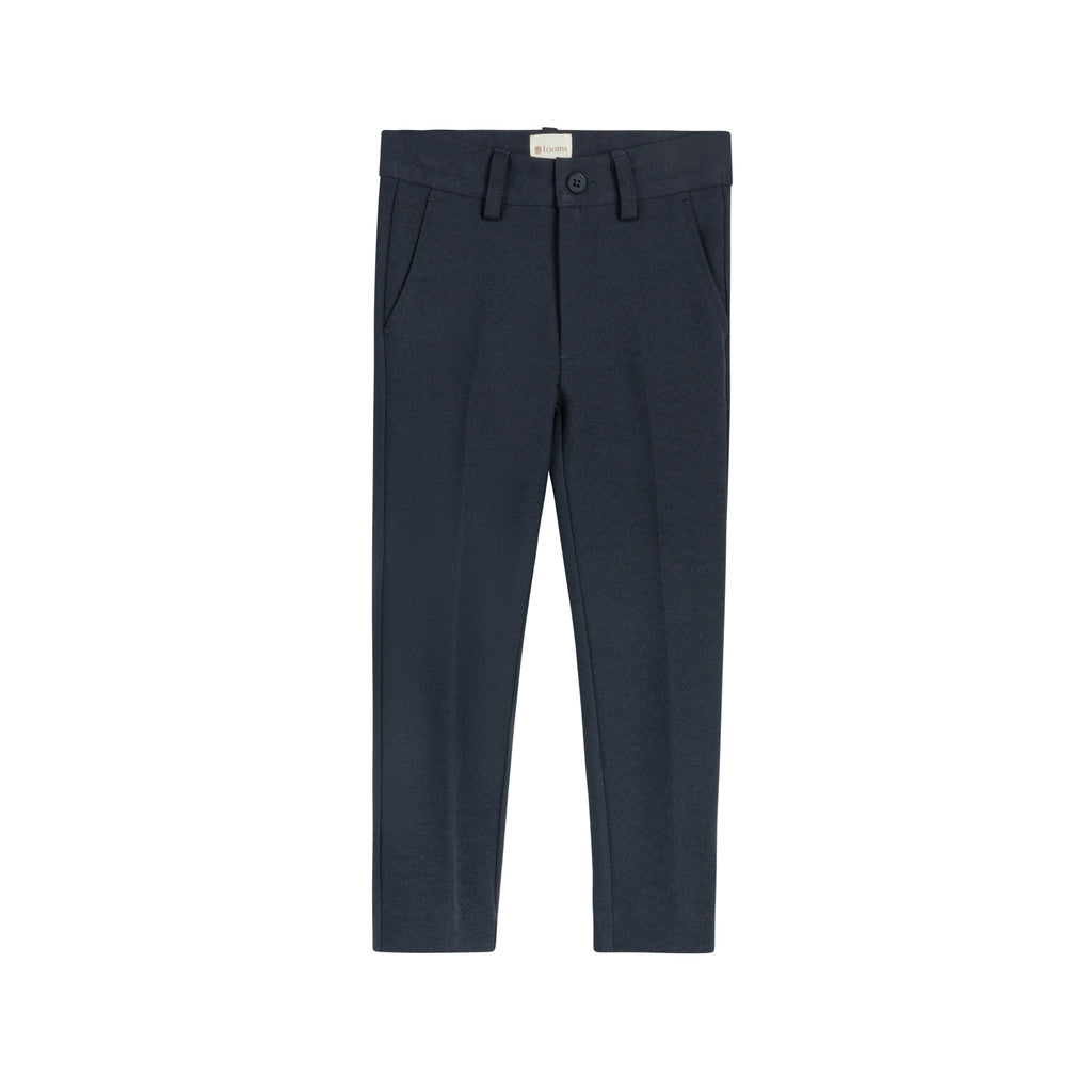 Embroidered Trim Boys Woven Pants - Navy