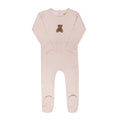Gingham Teddy Footie - Pink