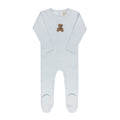 Gingham Teddy Footie - Blue