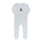 Gingham Teddy Footie - Blue