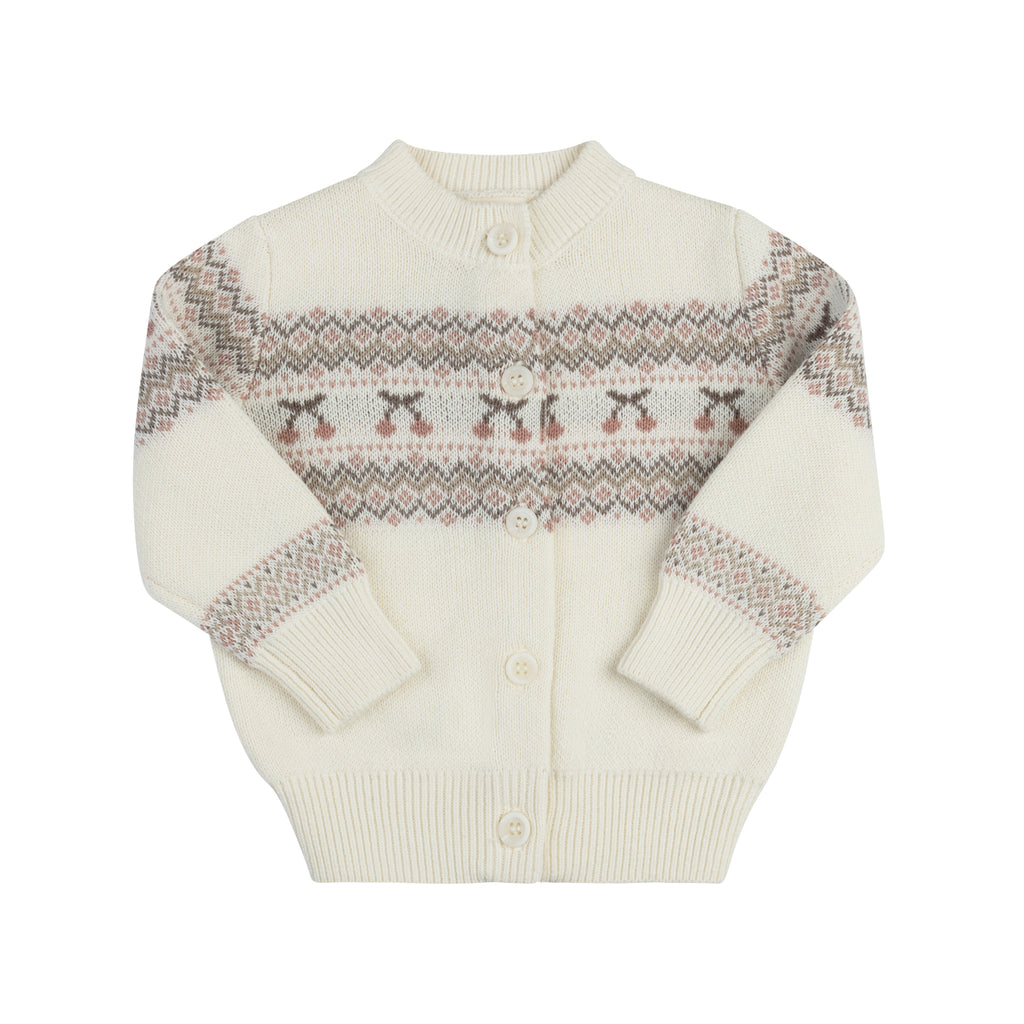 Fair Isle Baby Cardigan & Beanie - Ivory