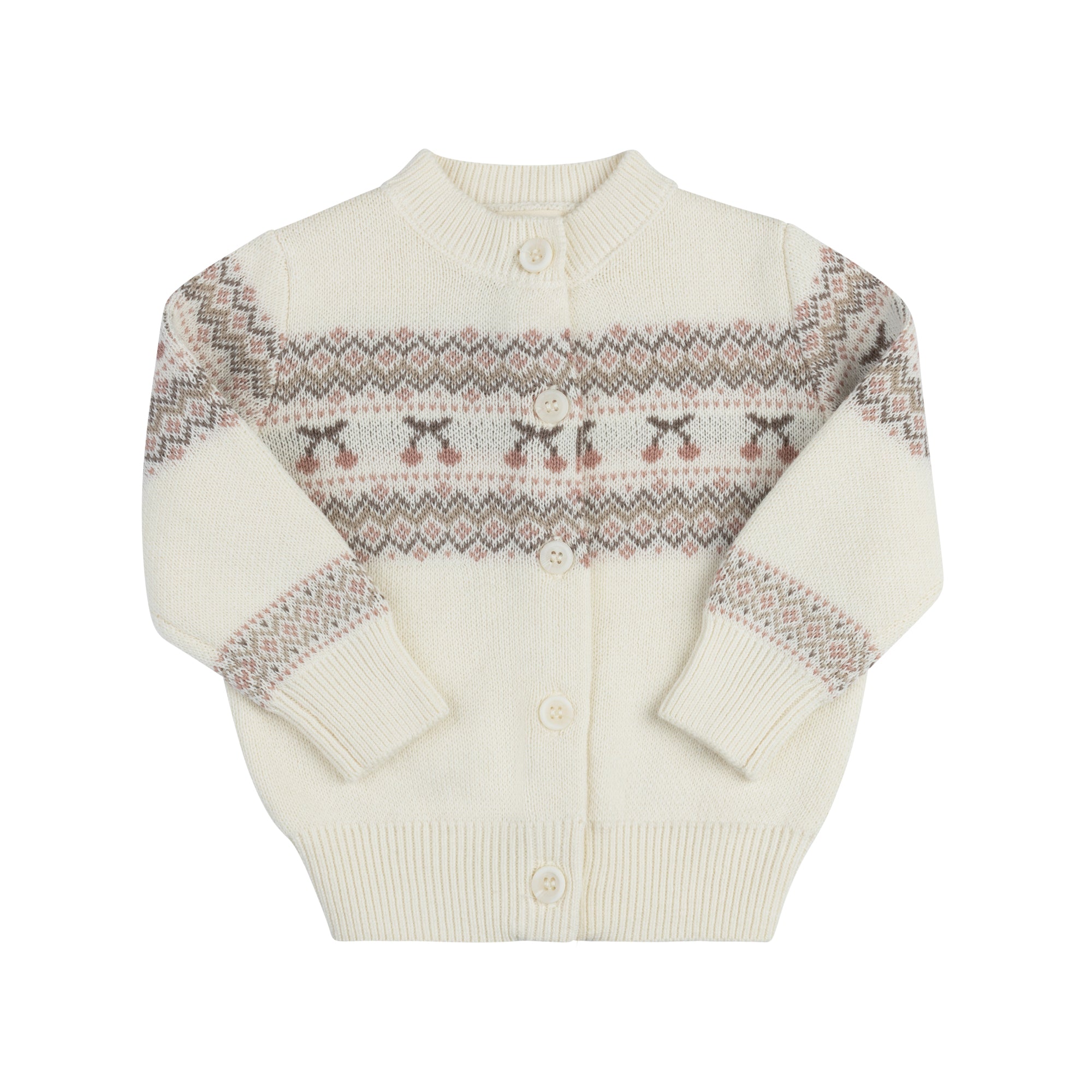 Fair Isle Baby Cardigan & Beanie - Ivory