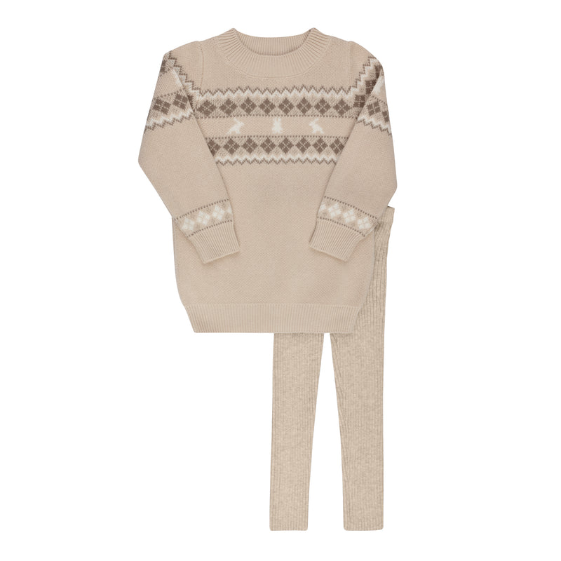 Fair Isle Toddler Knit Set - Taupe