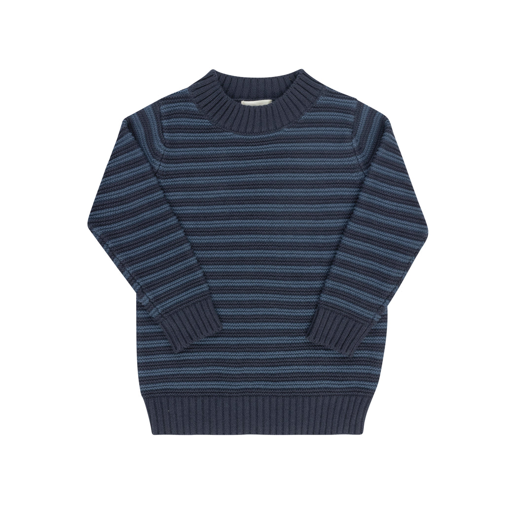 Embroidered Trim Boys Sweater - Navy