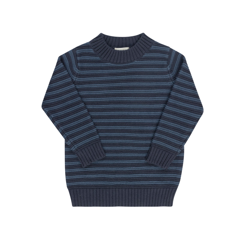 Embroidered Trim Boys Sweater - Navy