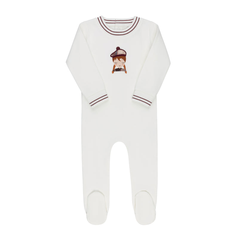 French Terry Scottish Footie - Ivory Girl