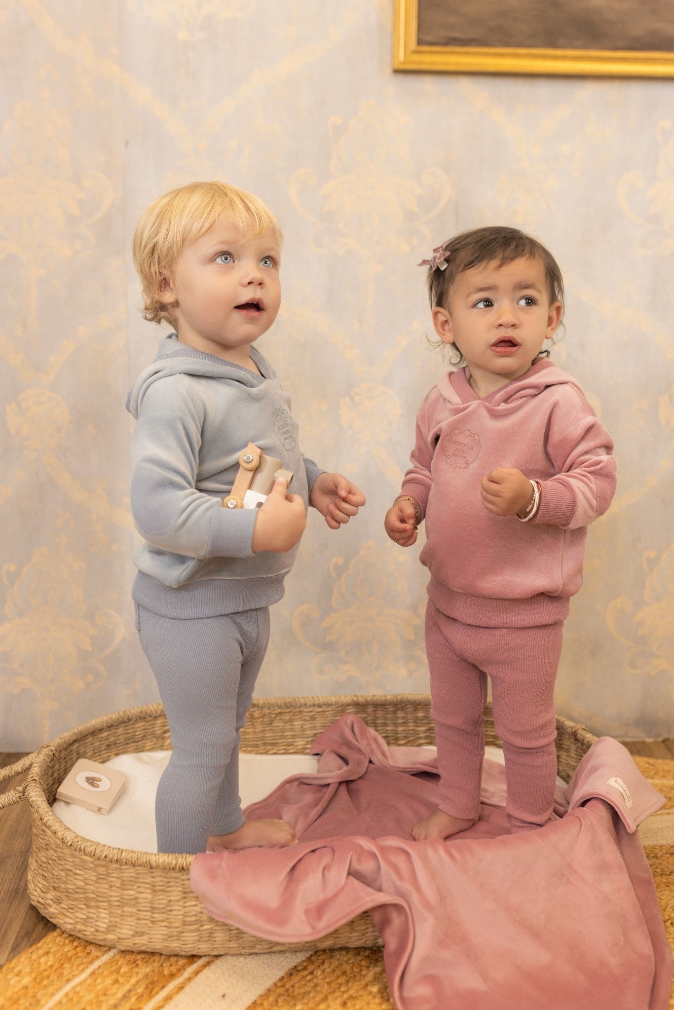 Velour Embossed Set - Baby Blue