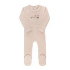 Velour Embroidered ABC Footie - Pink