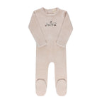 Velour Embroidered ABC Footie - Tan
