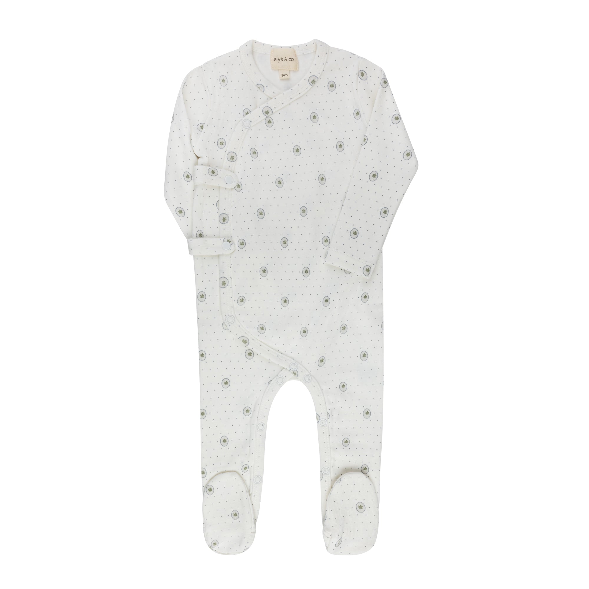 Floral Dot Footie - Ivory Boy