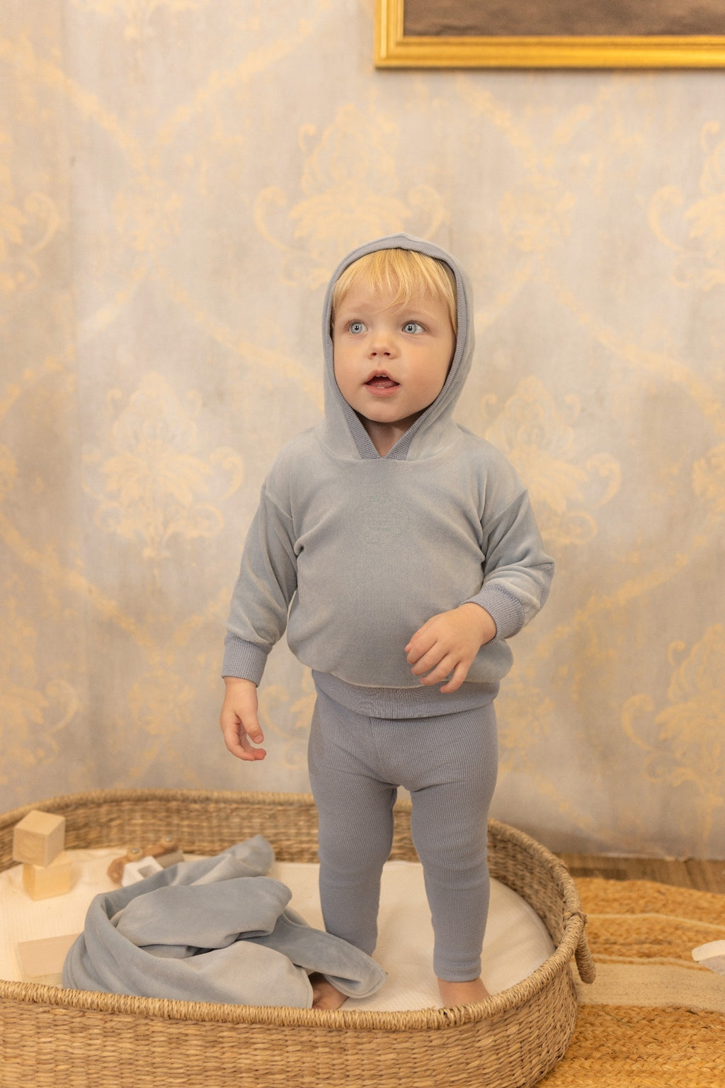 Velour Embossed Set - Baby Blue